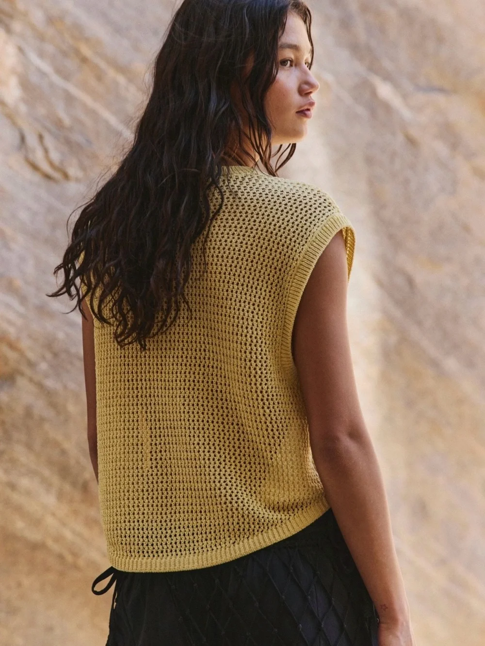 Free People Connor Muscle Tee open weave top